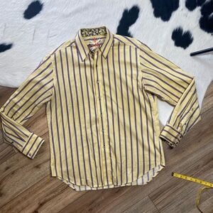 Robert Graham men's yellow striped long sleeve shirt
